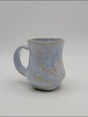 Hand Crafted Light Blue and Cream Ceramic Mug